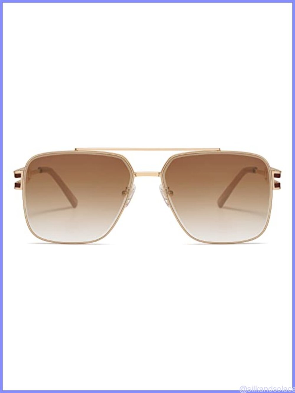 Oversized Square Retro Double Bridge Metal Frame UV400 Sunglasses Unisex